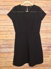 J. Crew Dress Size 4 Black Evening Party Lace NYE Short Sleeve 368