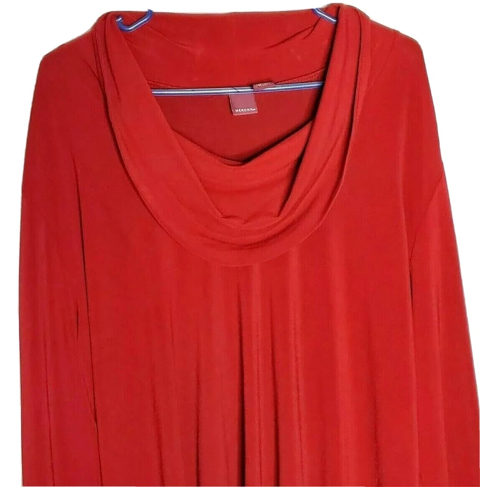 Merona Top NWT Red Pullover Cowl Stretch Plus Sz 2X Peblum Career Casual Dress - Image 2 of 4