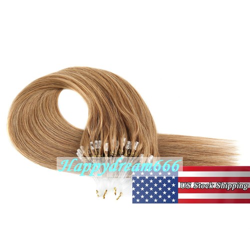 Micro Ring Loop Tip Remy Human Hair Extensions Silky Straight Micro Bead Link US - Picture 33 of 84