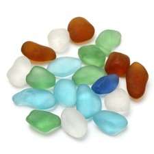 20x sea beach glass mixed color lot bulk wholesale blue green red yellow jewelry
