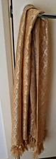 Gold lightweight scarf with tassels (160cm long, 44cm wide)