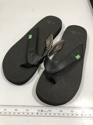 Sanuk Men's Thong Black Synthetic Flat Flip Flops Sandal Size 8 MR