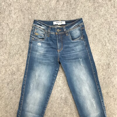 KanCan Jeans Juniors Size 1 Cut Off Distressed Skinny Super Stretch Zip Fly 