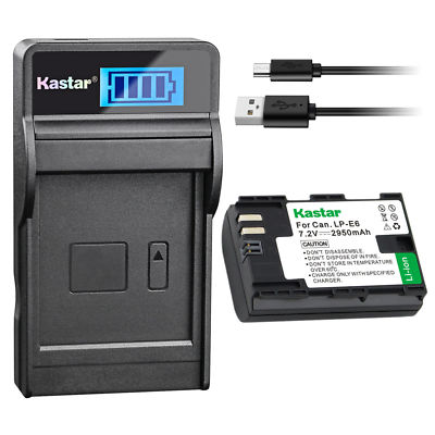 LP-E6 Battery & LCD USB Charger for Canon EOS 5D Mark III, 5D Mark IV, 7D, 60D
