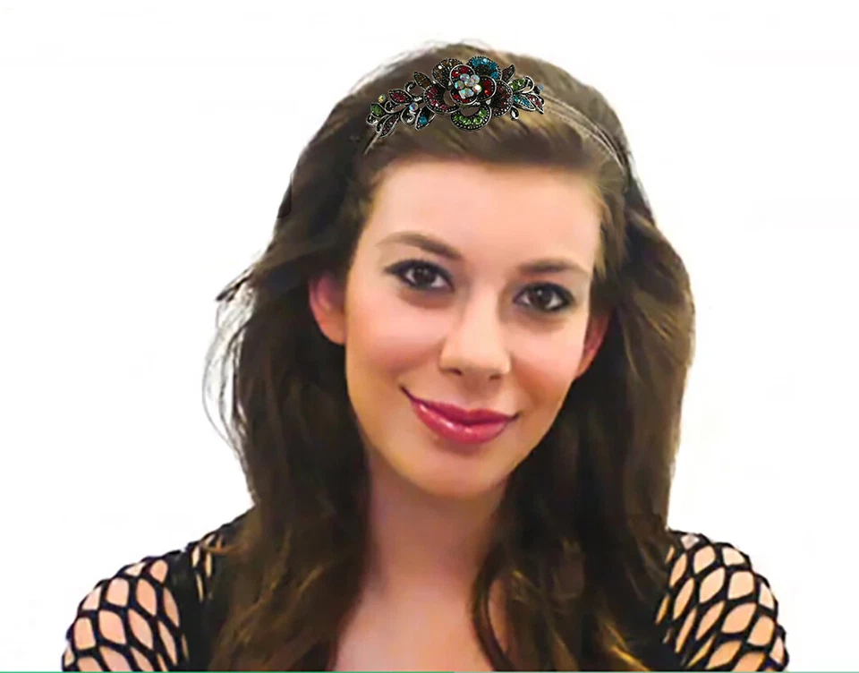 Кристалл цветок обруч для волос блестящий кристаллы размер регулируемый металлический проволока повязка для волос0119 - Изображение 3 из 4