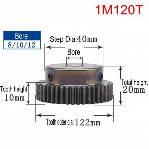 Ingranaggio Trasmissione Denti 1 Mod Spur Gear 10T-150T con Passo 45# Ingranaggio Pignone Acciaio - Foto 23 di 39