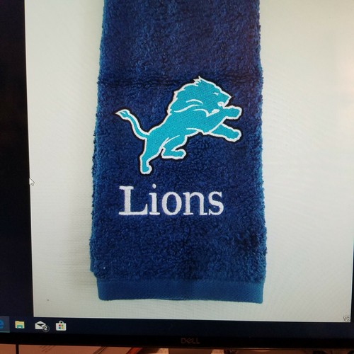 Personalisiertes besticktes Sporthandtuch Löwen, Golf, Tennis, Bowling, Fitnessstudio, Hand  - Bild 1 von 3