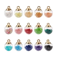 90pc Round Glass Ball Penadnts Colorful Cute Hang Dangle Charms Ornament 21~22mm