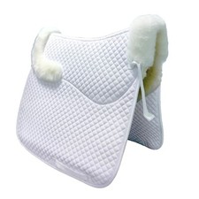 Woolous Dressage Saddle Pad - English Square Pad with Cotton Lining  Sheepskin