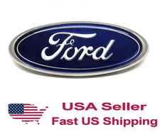 FORD 2 PCS BLUE EMBLEM - OVAL LOGO Front Grille/Tailgate Badge 7” 3M Tape