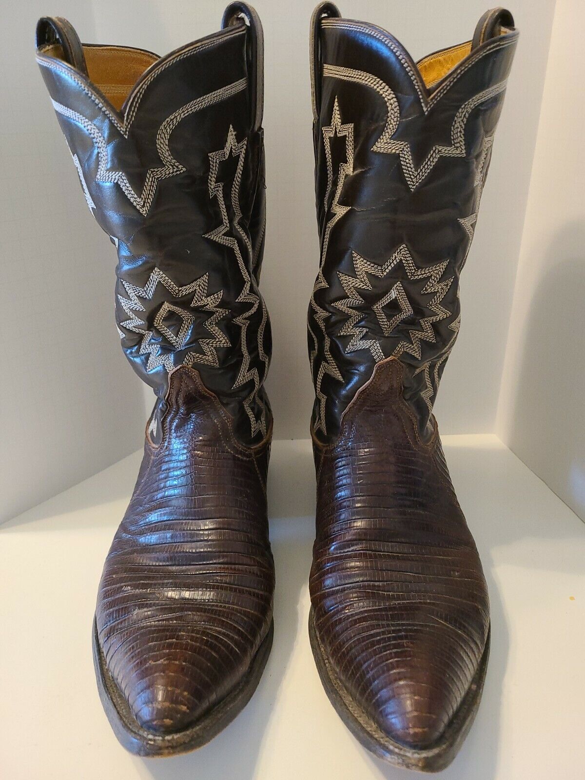 Vtg Tony Lama Black Label Exotic Cowboy Boots - Gem