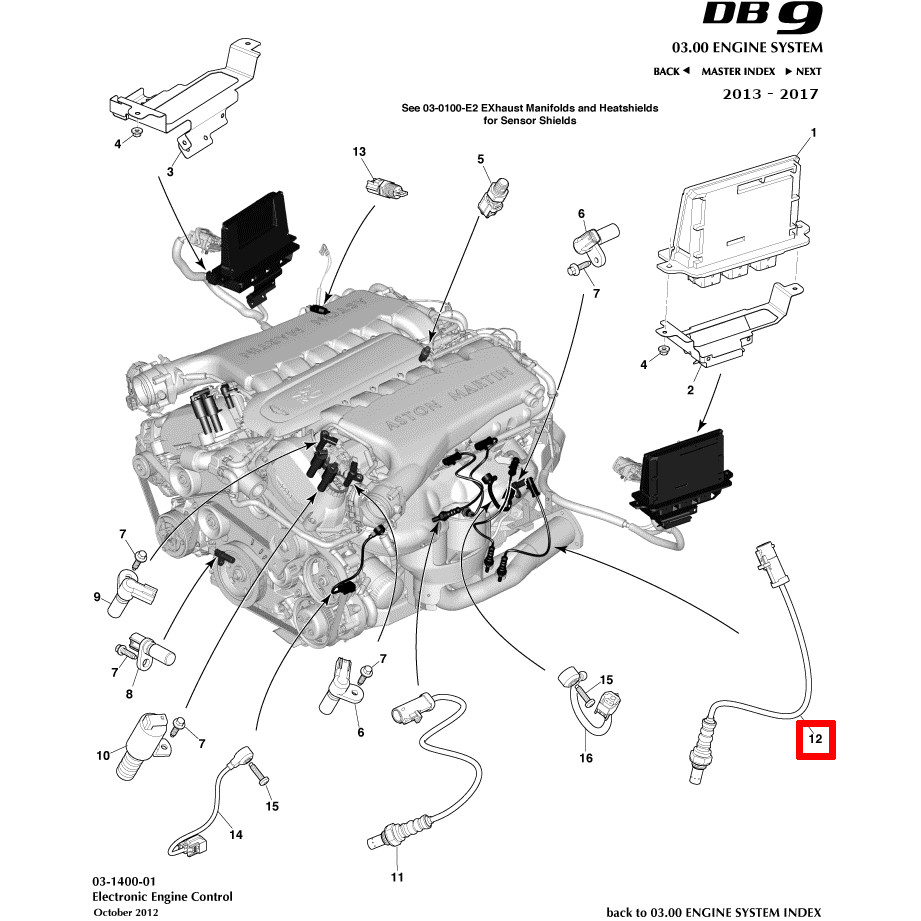 1R12-39-10175 OEM Aston Martin Oxygen Sensor (fitment in description)