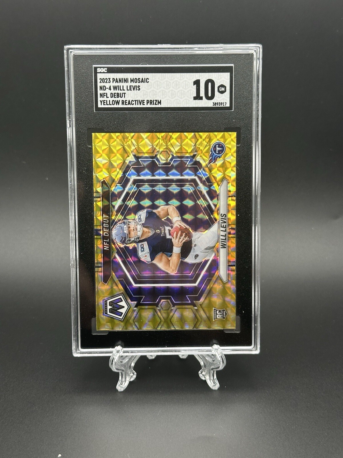 Will Levis Rookie Card #ND-4 2023 Panini Mosaic Reactive Yellow Titans SGC 10 GM