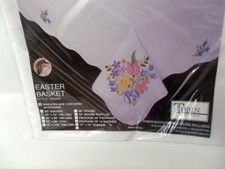 Tobin Stamped Tablecloth EASTER BASKET 50" x 70" Cross Stitch  Embroidery