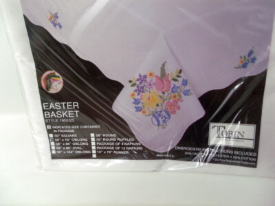 Tobin Stamped Tablecloth EASTER BASKET 50'' x 70''  Cross Stitch & Embroidery 