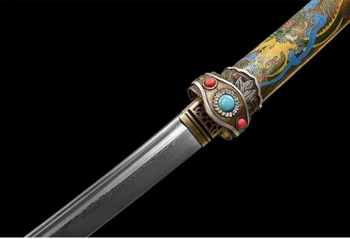 31"JAPANESE SAMURAI SWORD WAKIZASHI FOLDED STEEL BLADE Brass Saya Sharp - Picture 5 of 12