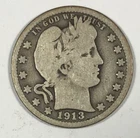 1913-D 25c Barber Quarter. Vey Good.