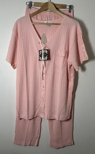 B.G. Street Intimate Coming on Soft 100% Cotton Pajama Set PJ Womens Medium 3122