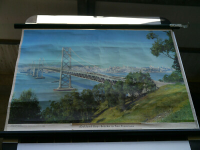 Wall map ''Oakland Bay Bridge'' (west span, sight on San Francisco, late 1950ies)