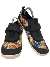 Lands End Youth Size 6M Colorful Swirl Sneakers hook loop Strap Mesh Upper