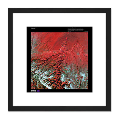 Wissenschaftskarte Satellit Verwüstung Canyon Utah USA Replik gerahmte Wandkunst 8 x 8 Zoll