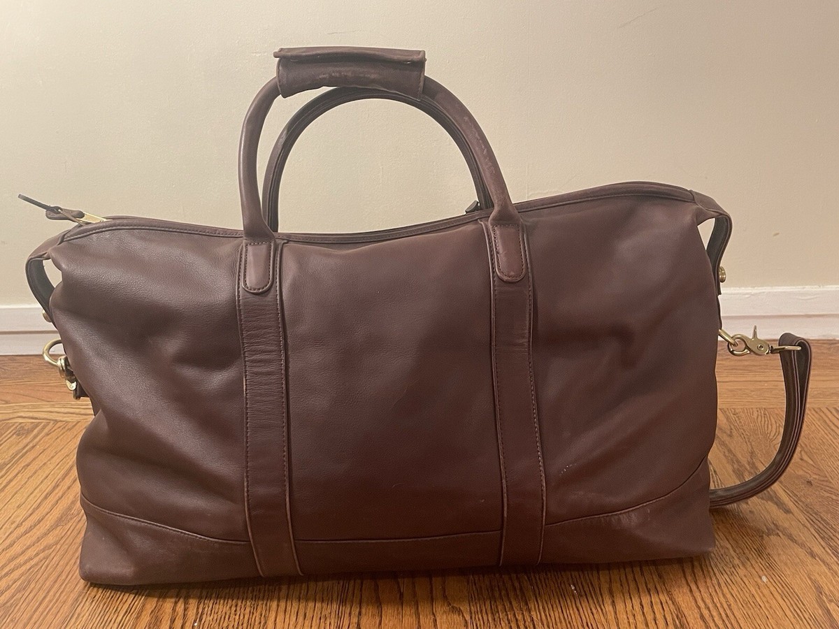 Vintage Coach Chocolate Brown Leather Cabin Weekender Duffel 