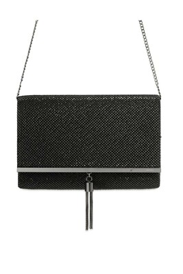 OLGA BERG Sara Black Pyramid Mesh Clutch Formal Evening Bag