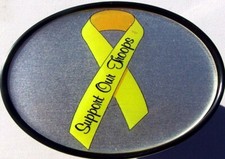 Support Our Troops Yellow Ribbon 2" Hitch Cover Plug USA Made Free Shipping
