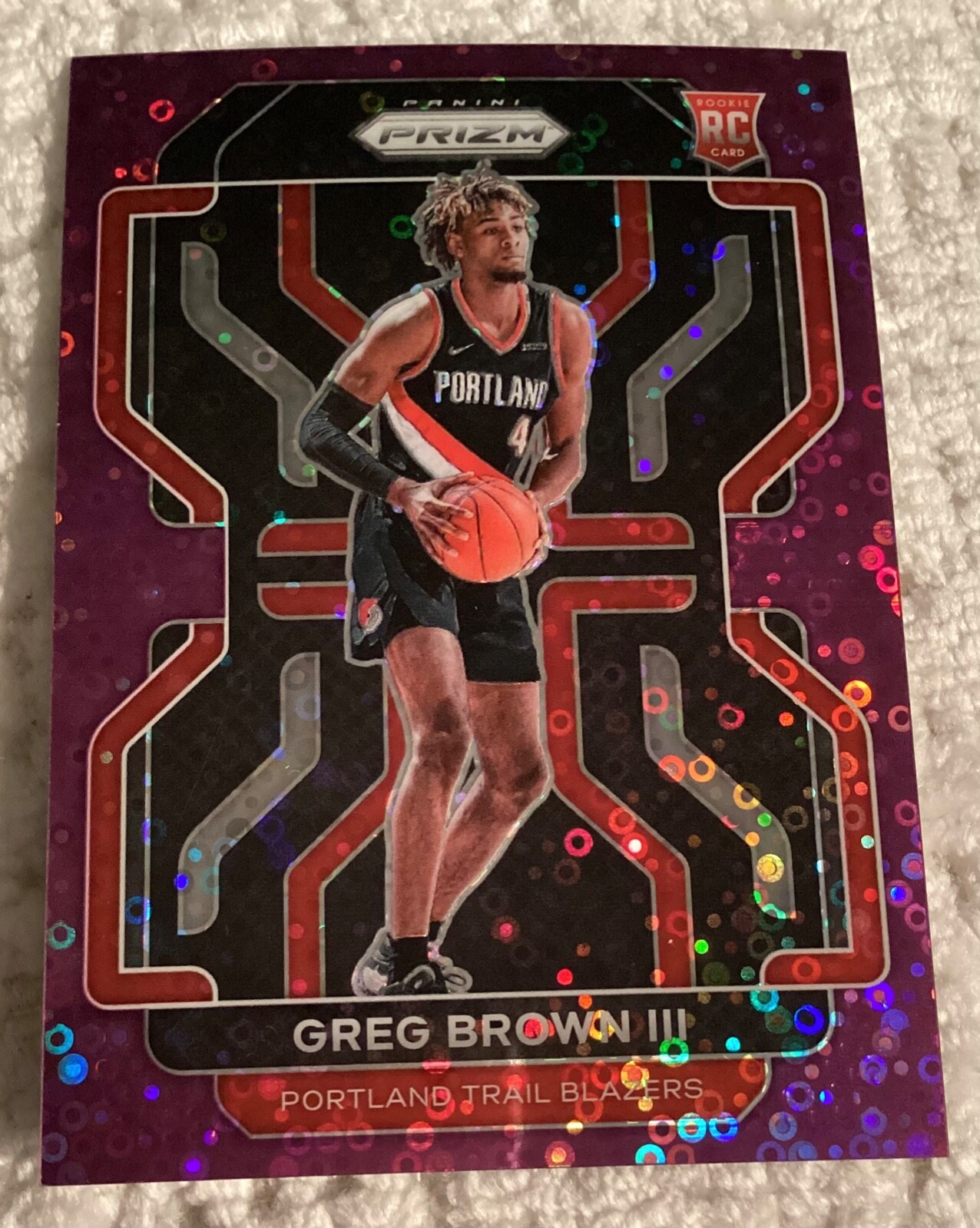 2021-22 Panini Prizm Greg Brown III Purple Disco Prizm #291 Rookie Card 53/75 RC