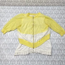 Jayden x Steven Design Hong Kong ZipUp 3/4 Sleeve double Layer Yellow Top Blouse