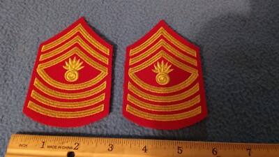 US Marine Corps FEMALE Master Gunnery Sergeant Rank E-9 Chevron Patches Felt 