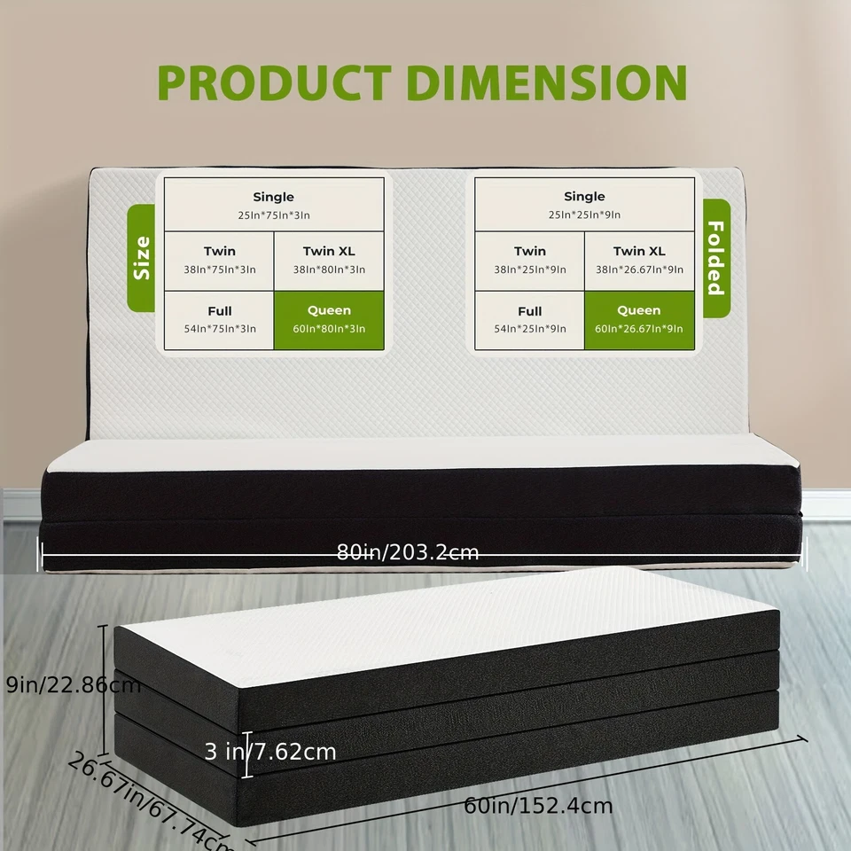 Premium Tri-Fold Mattress 3inch/4inch, Comfortable & Versatile for Any Occasion - Image 4 of 4