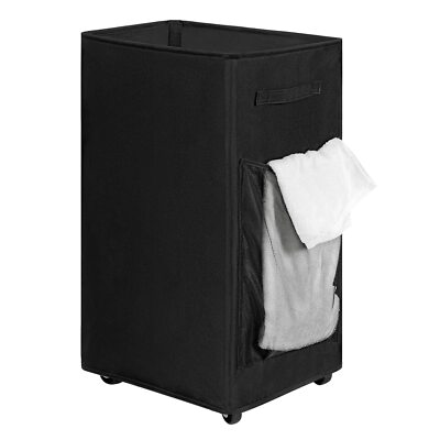 90l Rolling Laundry Basket Large Laundry Hamper With Wheels Collapsible Clothes 