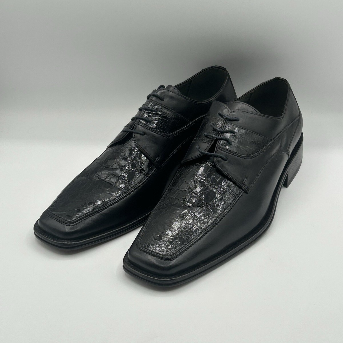 NEW David Eden Mens Crocodile Dress Shoes Black SZ 9 NEW David Eden Mens Crocodile Leather Dress Shoes Black  main image 4