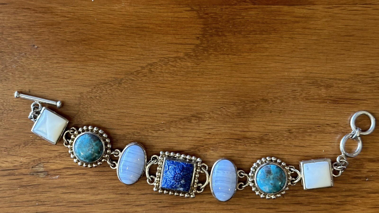 Multi-gemstone Sterling Silver Toggle Bracelet - image 4