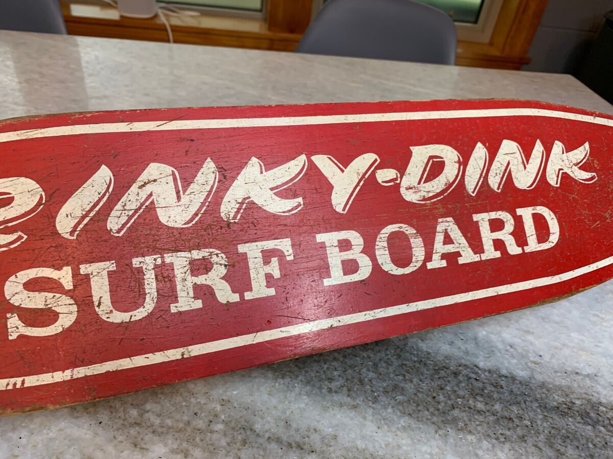Rinky-Dink Surf Board Vintage Steel Metal Wheels Skateboard Rinky-Dink Surf Board Vintage Steel Metal Wheels Skateboard