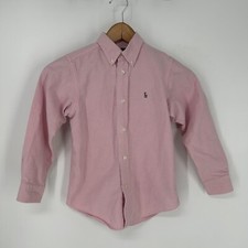 Ralph Lauren Shirt Boys 7 Pink Long Sleeve Oxford Button Down Flesh Pony