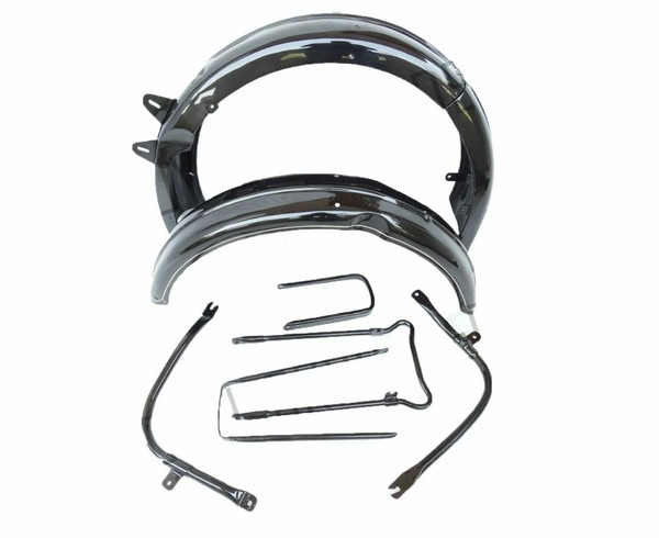 Bsa B31 B33 Kolbenmodell Vorder- Und HinterkotflüGel Set Schwarz Lackiert Ecs-image