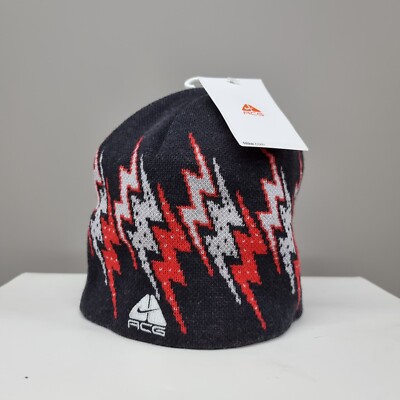 NIKE ACG SCHWARZ/ROT RIDER BEANIE MÜTZE KAPPE VINTAGE (216635 010)