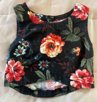 Aqua Juniors Multicolor Floral Sleeveless Side Zip Crop Top Size L