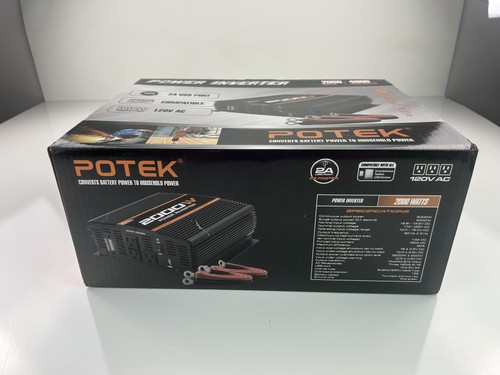 Potek 2000W Power Inverter 4000W Peak 120V AC USB Port Heavy Duty Tool Camping - Afbeelding 5 van 6