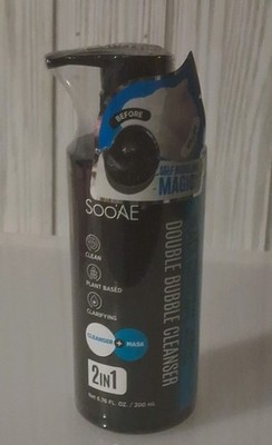 Soo'Ae Black Charcoal Double Bubble Cleanser 2-in-1 Mask 6.76oz New Sealed /PP