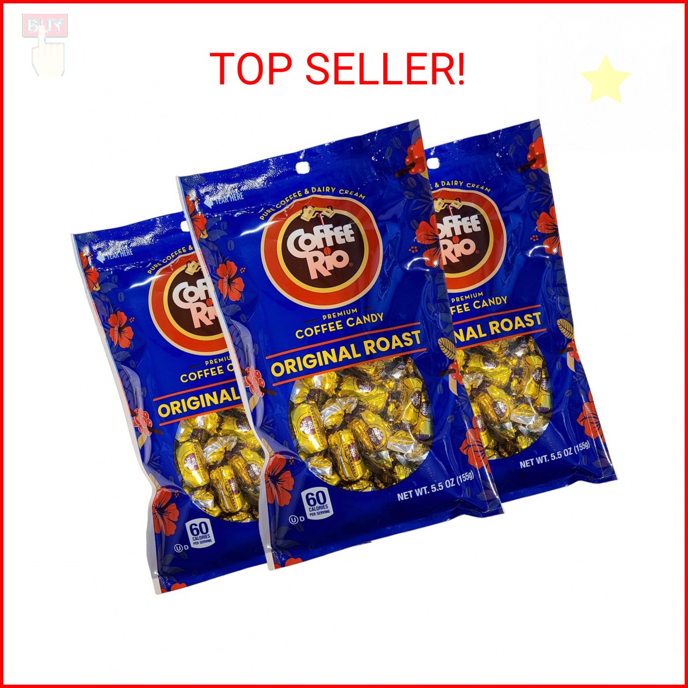 Coffee Rio Coffee Candy Pack of 3 Coffee Caramels 5.5 Ounces Made with Real Coff