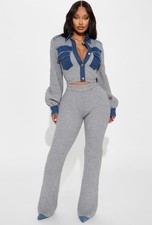 Sweet Chaos Sweater Pant Set - Grey/combo