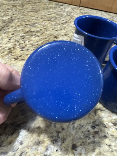 Blue Speckled Enamel Coffee Mugs Set of 3 They Are Light Enamel Over Tin Cpix - Picture 3 of 4