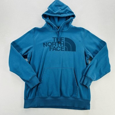 The North Face Hoodie Mens Large Blue Pullover Fleece Kangaroo Pocket Logo