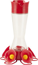 Favored Pinch-Waist Glass Hummingbird Feeder with Built-In Ant Moat and Bee Guar