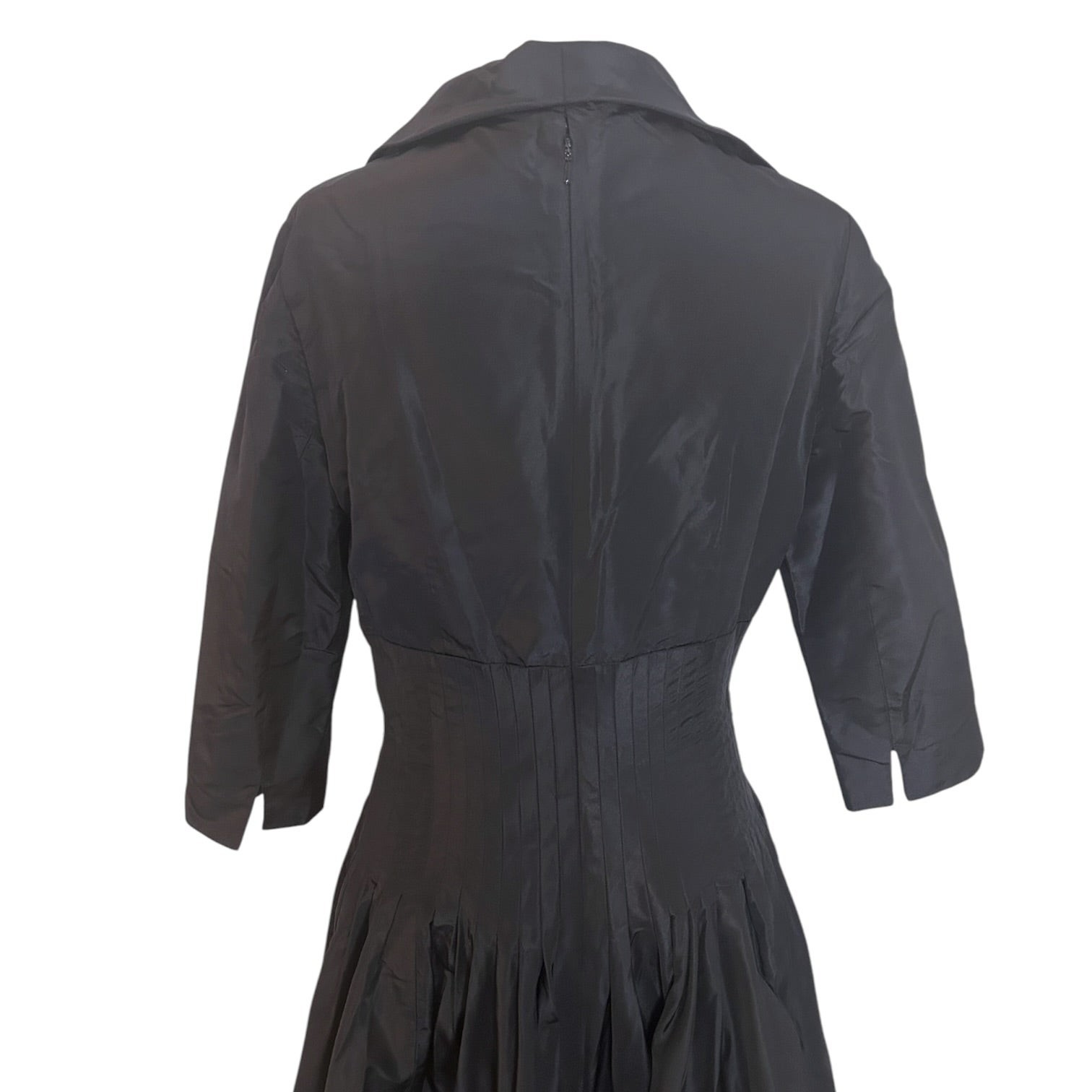 Teri Jon Rickie Freeman Taffeta Tea Length Shirt Dress Waist Black 6 | eBay