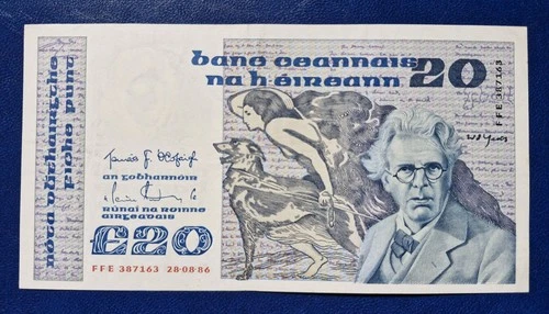 THE CENTRAL BANK OF  IRELAND 1986   £20 POUND YEATS (FFE) BANKNOTE