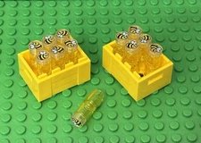 Lego 2 Yellow Crate City Market Honey Box Container With Bee Pattern Round Tiles